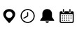 © Nimfa Design - Location, time, notification and calendar, data icons. Vector illustration.