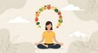 © ImageHome - Woman meditating with healthy food circle above her head