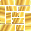 © amodha - Set of Golden Blank Tickets and Vouchers Templates. A collection of premium metallic gold design elements for events, admission, raffles, coupons, or gift certificates with various shapes