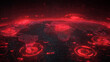 © AdeMaulana - AI-generated image - Futuristic red digital world map showing global cyber attack and data breach visualization.