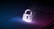 © AlenaSi - Security breach on smartphone showing a breaking lock. Security breach incident on mobile device, with digital particles emerging from cracked padlock, symbolising vulnerability.