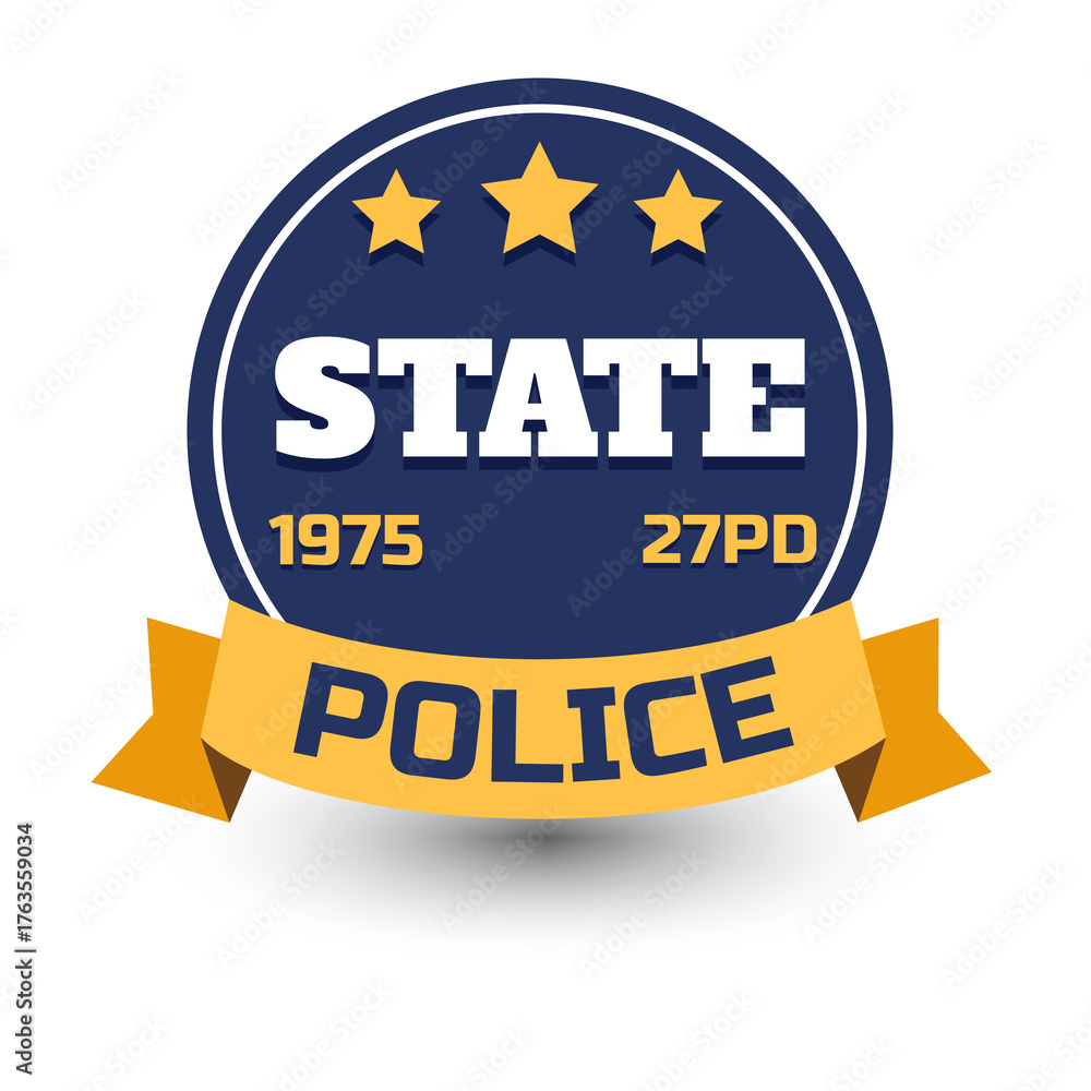 State Police Ribbons Stock-Illustration „Circular State Police Emblem With Yellow Ribbon ...
