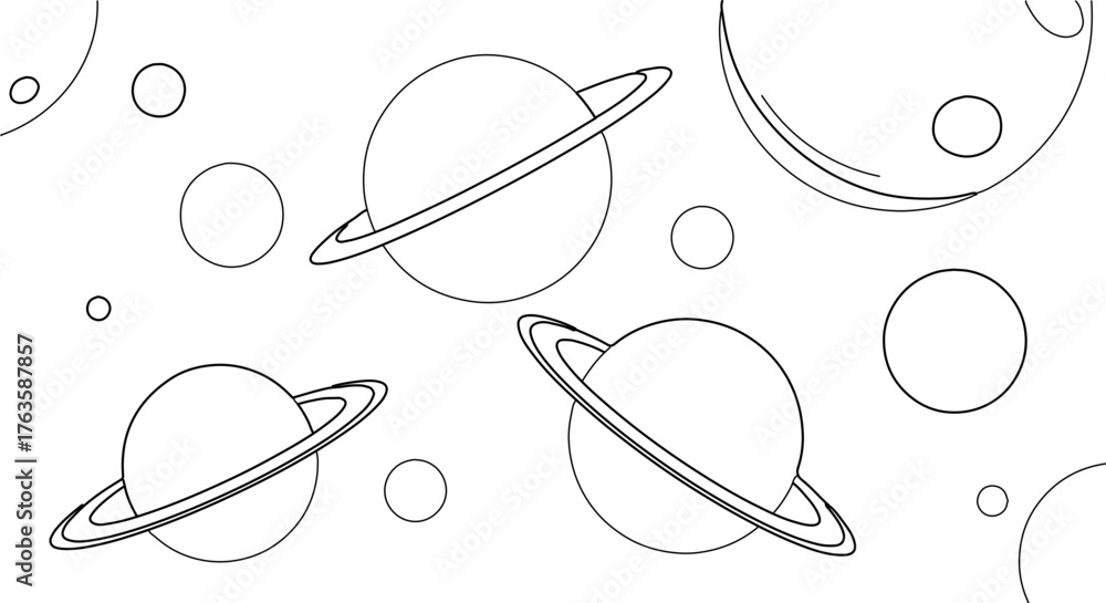 Drawing Planet Rings Planets with rings in space illustration, a simple and elegant design ...