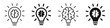 © Comauthor - Brain in light bulb icon set. Creative, generating idea, solution , knowledge, lamp - stock vector.