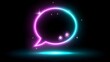 © Jojo* - Glowing neon speech bubble outline hovers above a luminous cyan stage