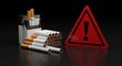 © Artistic - Warning symbol and cigarettes highlight danger of smoking and health risks
