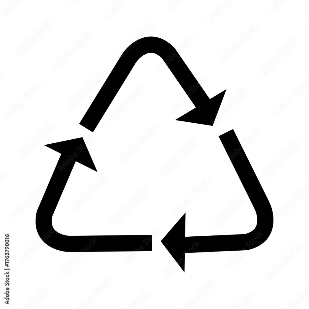 Recycling triangle. Recycling. Three curved arrows following each other ...