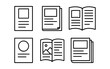 © 123levit - Minimalist black line art of various magazine and booklet icons in linear style