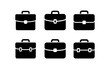 © 123levit - Set of six minimalist briefcase icons in black silhouette style