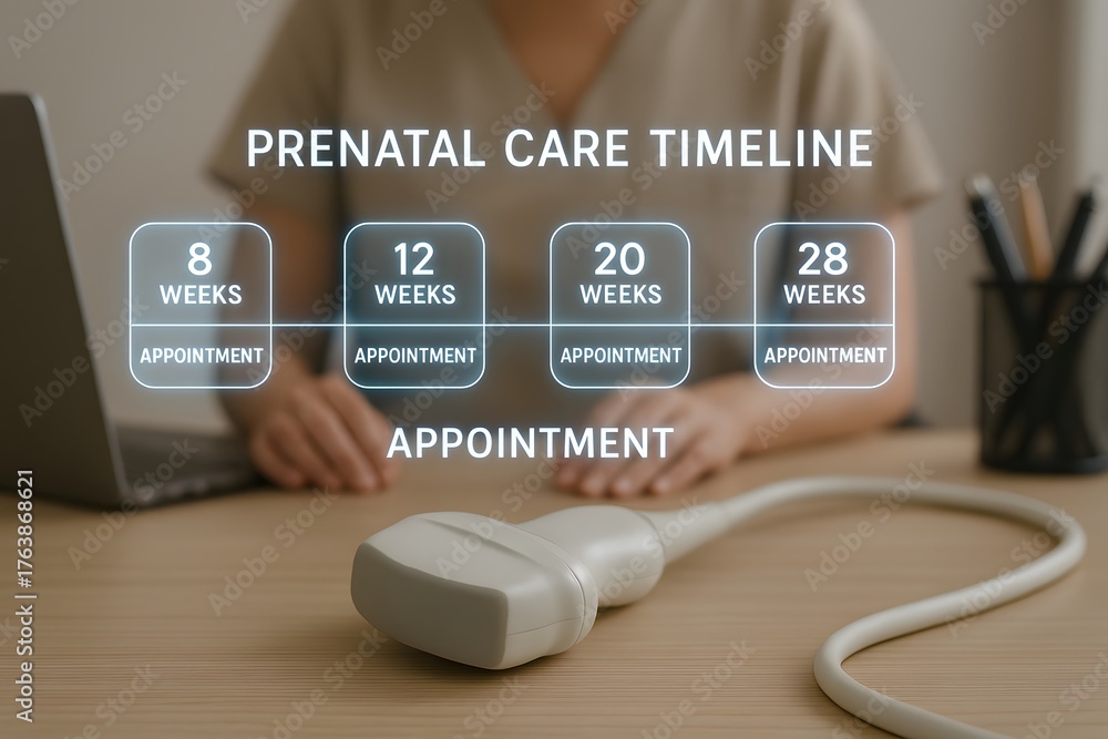Preternal Machines Timeline Prenatal care timeline concept with appointment schedule and ultrasound ...