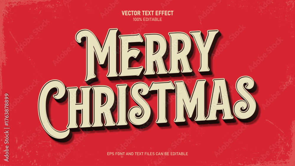 Merry christmas 3d text style editable text effect Stock Vector | Adobe ...