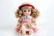 © SYEDARASHEKA - Vintage doll with blonde curly hair wearing a pink dress and hat isolated on transparent background