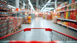 © fadi - Empty Shopping Cart in Supermarket Aisle