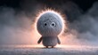 © NK - Fluffy creature digital art, cute round character with big eyes in misty lighting