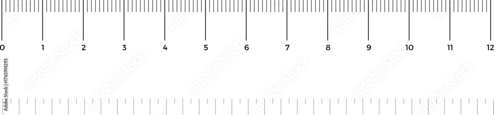 Ruler scale with markings and numbers in Inch centimeters and ...