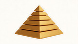 Golden pyramid structure, layered and ascending, representing stability, power, and ancient architectural design.