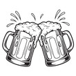 © Mostafizur - Two frothy beer mugs clinking together isolated on transparent background