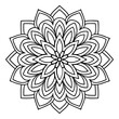 © DesignByHimel - Intricate adult floral coloring book style complex mandala with paisley and floral geometry in high-precision symmetrical black and white vector line art