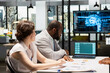 © DC Studio - Hiring manager and team use virtual assistant tools powered by AI, machine learning and neural networks to evaluate interview results, streamline CV filtering and assist in selecting talent.