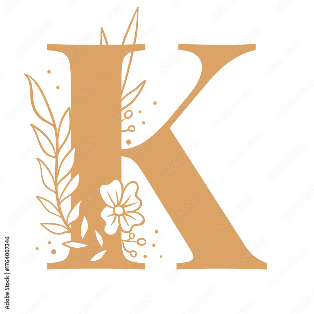 Letter K script png floral alphabet Stock Illustration | Adobe Stock