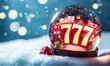 © VictoriaEmerson - Snow globe with glowing 777, dice, and coins on soft snow, symbolising winter luck, christmas gaming, and jackpot wins
