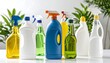 © Dalbert - Colorful cleaning spray bottles in a row