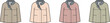 © Imran - A collection of women's casual outerwear jackets in four different pastel colorways. Vector flat design illustration set for fashion apparel templates or clothing mockups