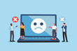 © Sunil123 - Frustrated people discussing a negative customer experience or technical issue displayed on a laptop screen