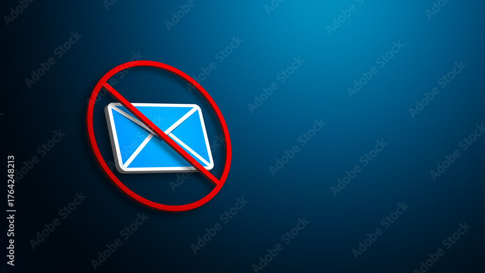 Email prohibited icon with red ban symbol representing blocked messages ...