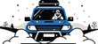 © Sajid - Winter driving off road vehicle in snow storm illustration