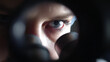 © Julia - Scientist Looking Through Microscope Sees Own Reflection