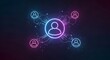 © supra - Vibrant glowing network of people connecting digitally with colorful interconnected lines, ideal for showcasing teamwork and social media reach