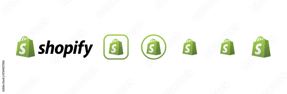 Shopify Icon Small Set of vector shopify social network icons on transparent background ...