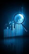 © MKS - Through a magnifying glass, financial charts and bar graphs exhibit an ascending trajectory, denoting progress and investigation