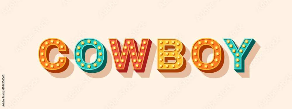 Rodeo Cowboy Riding text logo. Vector Illustration. Wild west concept ...