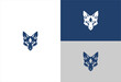 © audia - Stylized fox head, clean design on 3 backgrounds, blue, white, gray
