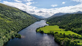 caledonian canal drone shot in scotland