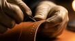 © Ольга Бошарова - Skilled artisan stitching leather handcraft with precision
