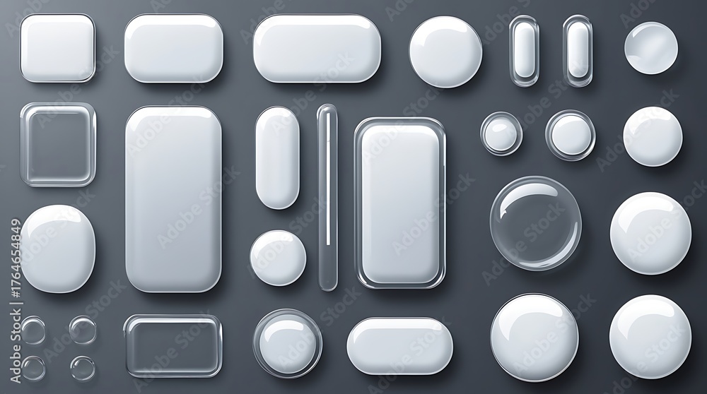 Modern ui elements featuring translucent glass and liquid aesthetics ...