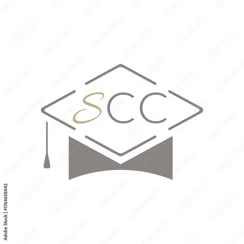 SCC letter monogram forming graduation hat shape representing school ...