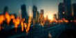 © Rifqi - Financial chart overlaying blurred cityscape at sunset, depicting economic trends and market analysis, concept for investment strategies, business intelligence and financial forecasting