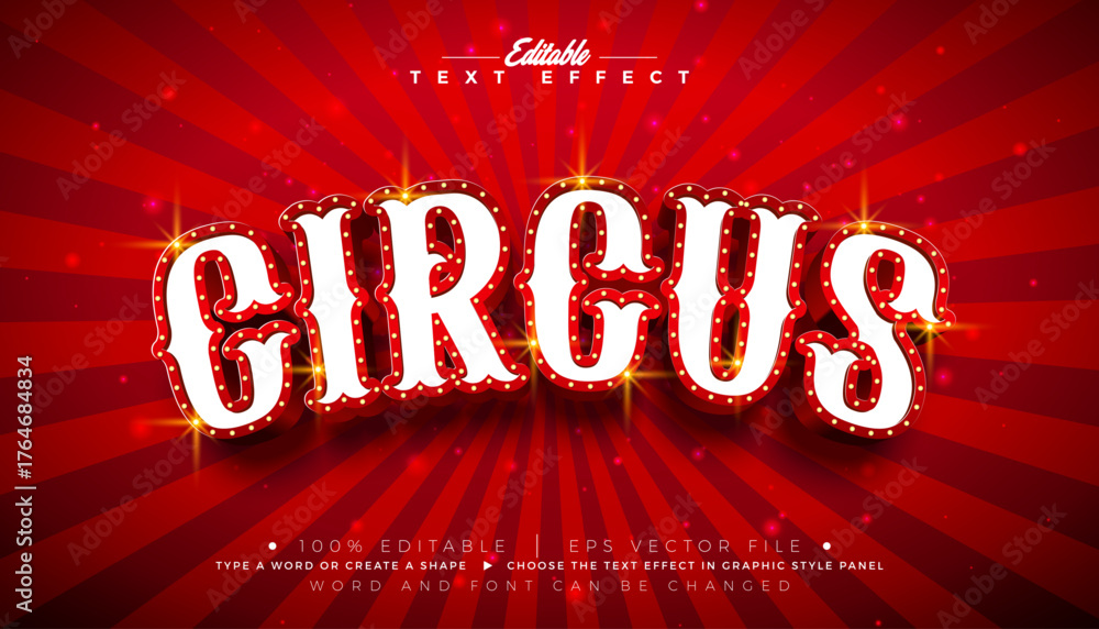 Circus 3D Text Effect Design Editable and Scalable Vector Graphic Style ...