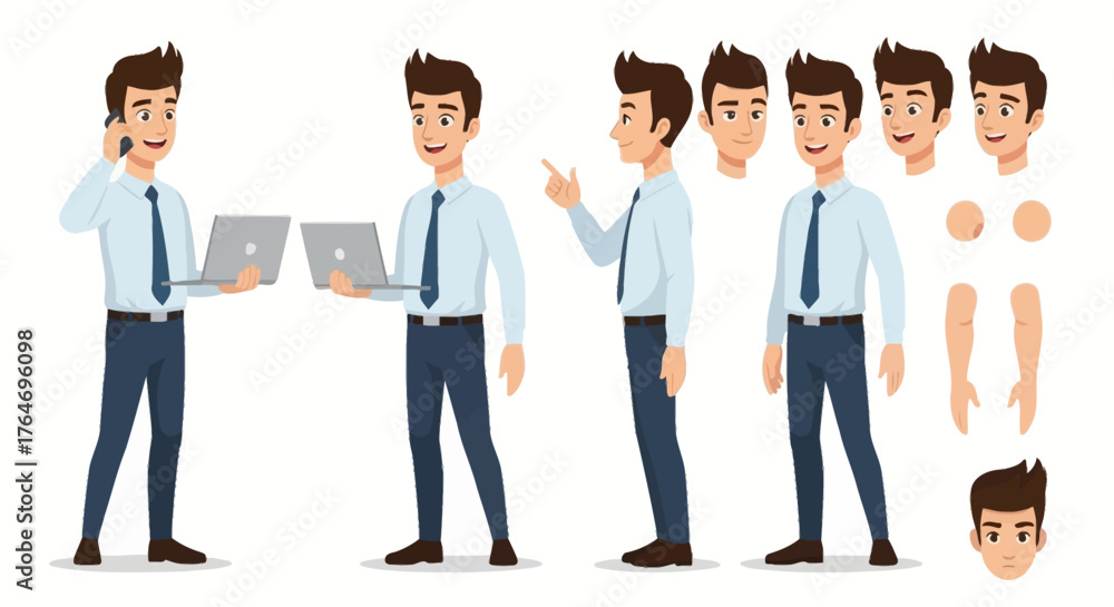 Versatile Professional Businessman Character Constructor for Animation ...