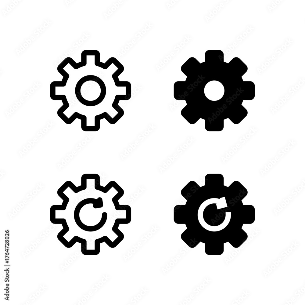 Settings and System Update Line and Solid Icon Set for Modern App and ...