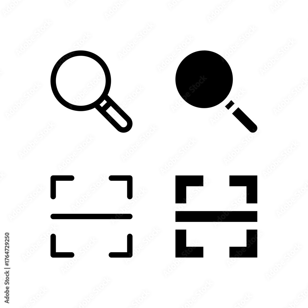 Images Scan Linw Search and Scan Line and Solid Icon Set for Modern App and UI Design ...