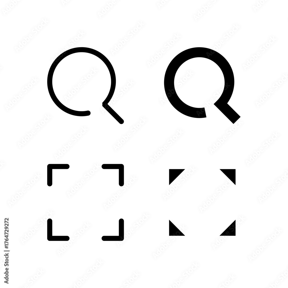 Images Scan Linw Search and Scan Line and Solid Icon Set for Modern App and UI Design ...