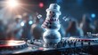 © ActionGP - Snowman disco ball on a DJ mixer at a festive winter party with lights