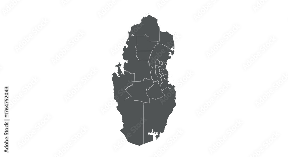 Silhouette map of qatar with administrative divisions Stock Vector ...