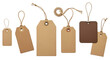 © Anwar - Collection of various blank brown paper gift tags and price tags with string, isolated on transparent background