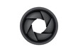 © darshika - A minimalistic 3D render of a dark gray camera aperture with six blades, slightly open, centered on a solid transparent background. background removed
